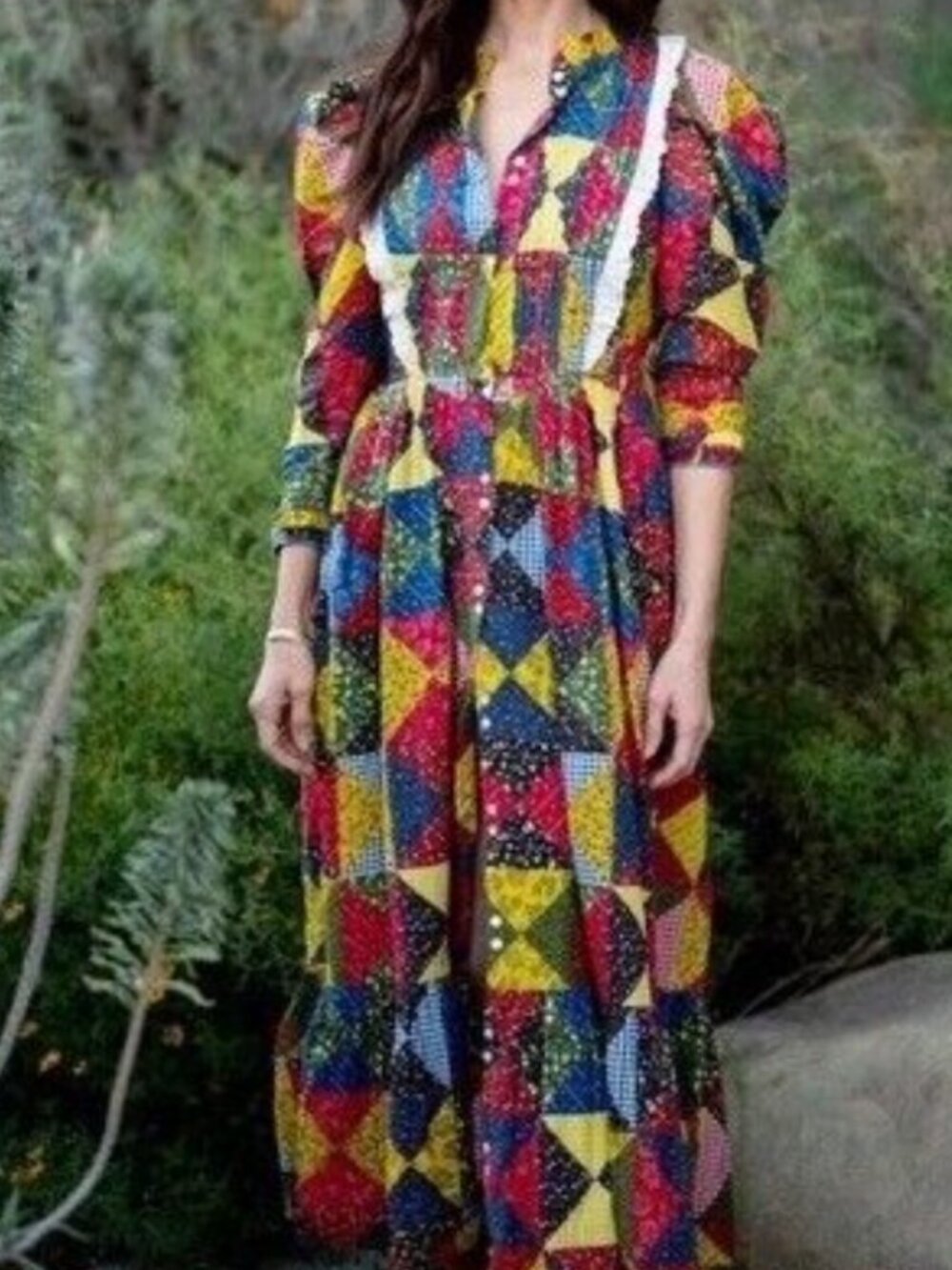 EUC - Doen Nicolette Patchwork Midi Dress - Size S - Picture 7 of 7